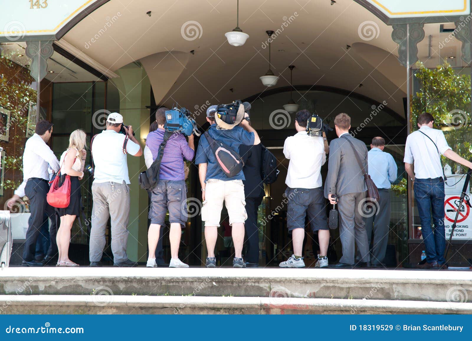 Press, Photographers, Journalist Standing Waiting. Editorial Stock