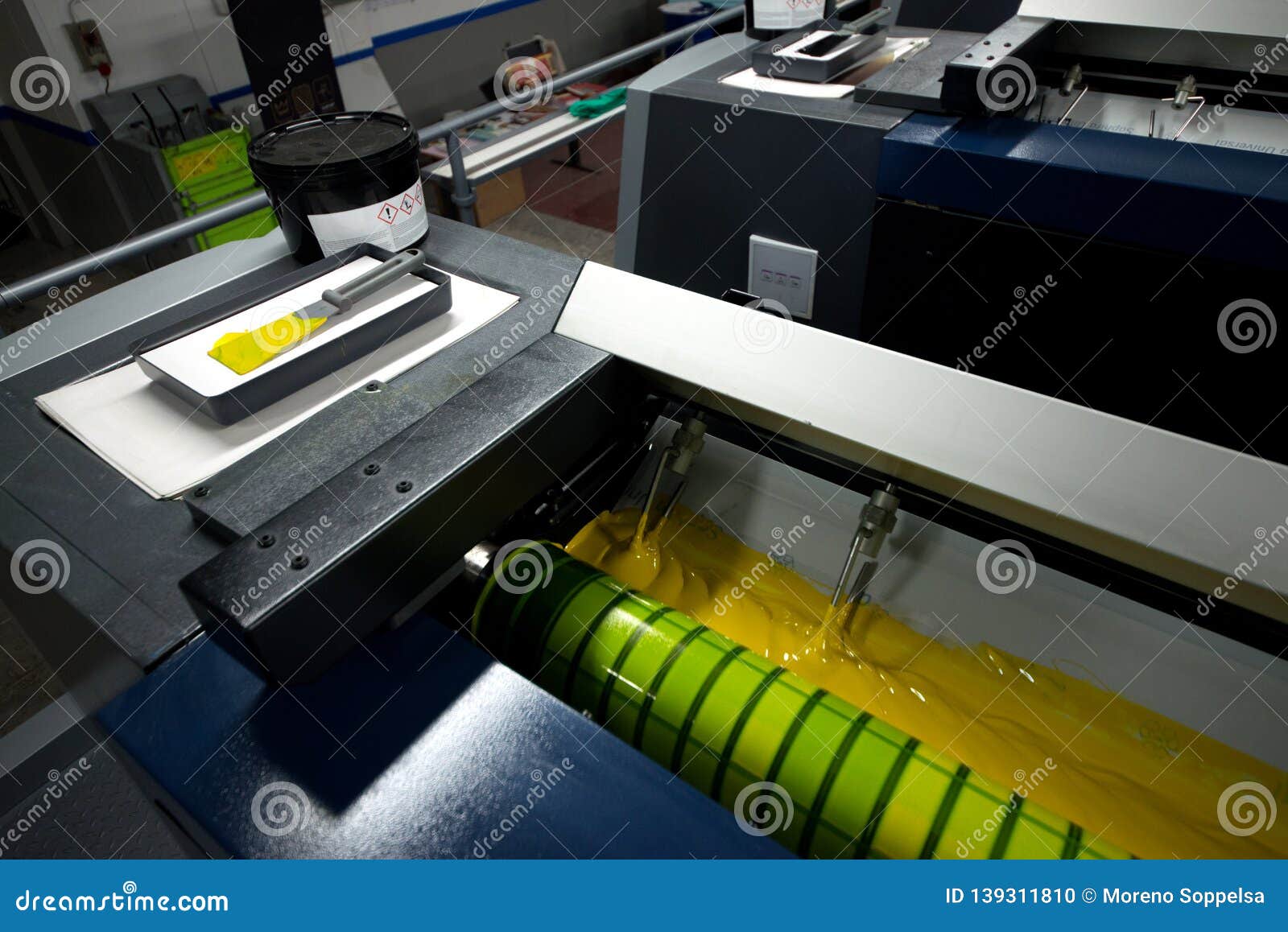 Press Printing Offset Machine. Printing Technique Where the Inked