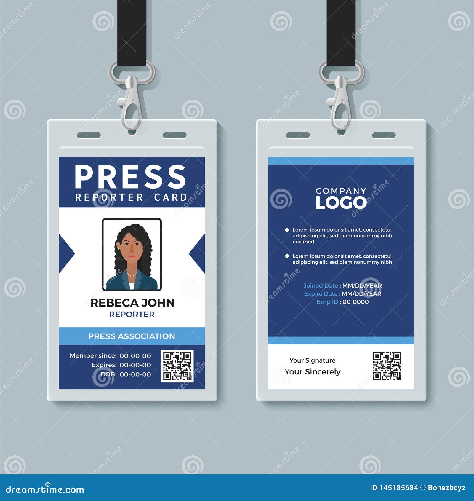 Press Reporter ID Card Template Stock Illustration - Illustration For Photographer Id Card Template