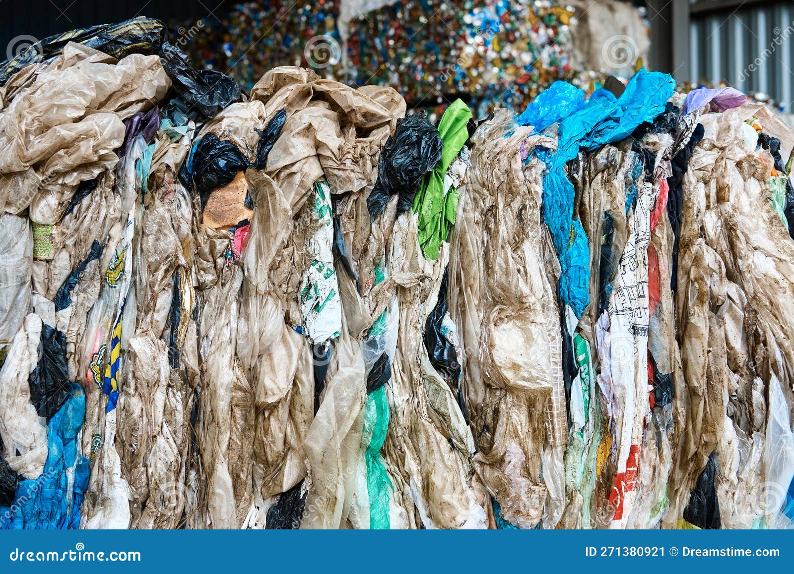Pressed Plastic Bags in Litter Recycling Factory Storage Stock Image Image of reuse, foil