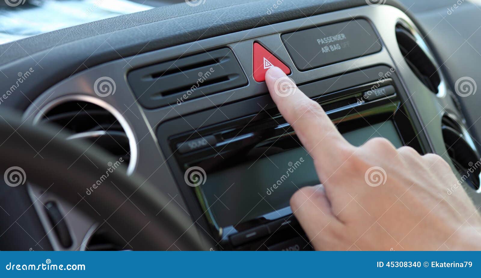 Pressing Emergency Warning Lights Button Stock Photo Image of press