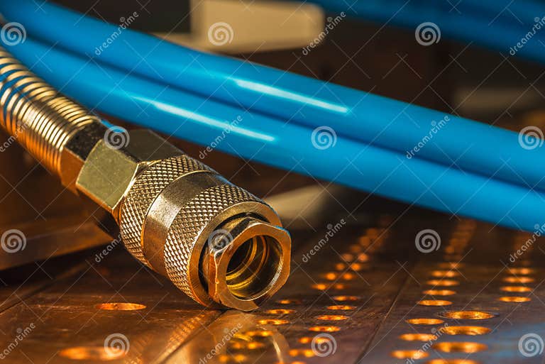 Pressure Air Hose with Connector Stock Image - Image of compressor