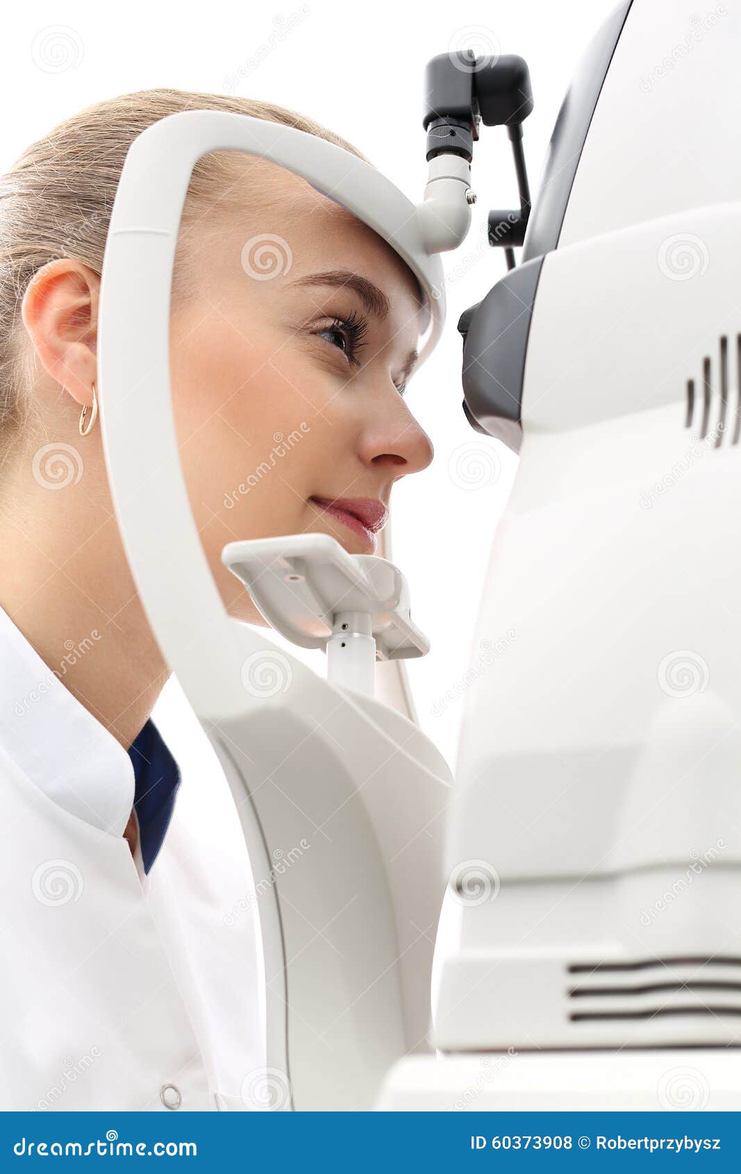 The Pressure in the Eye, the Patient with an Ophthalmologist Stock