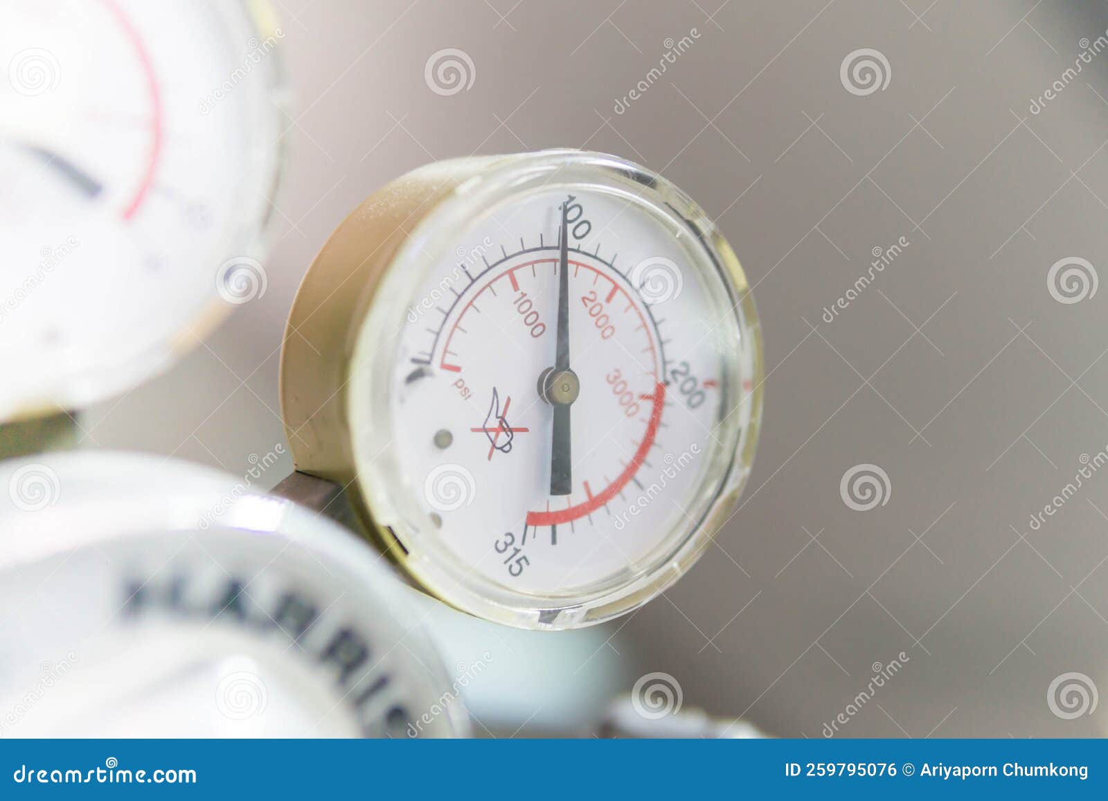 Pressure Gauge, Pressure Gauge on a Gas Regulator in a Laboratory