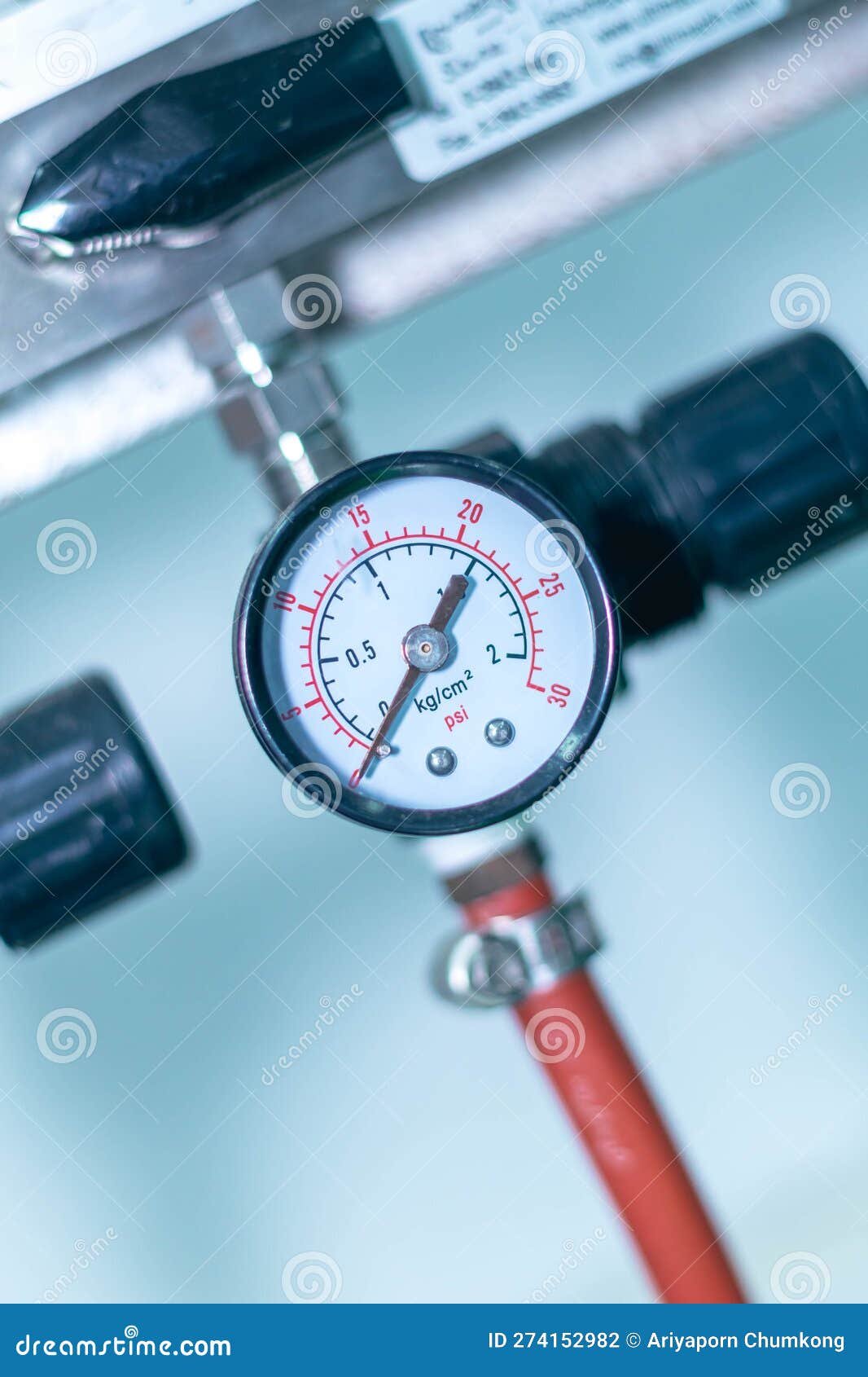 Pressure Gauge on a Gas Regulator in a Laboratory Analytical Equipment