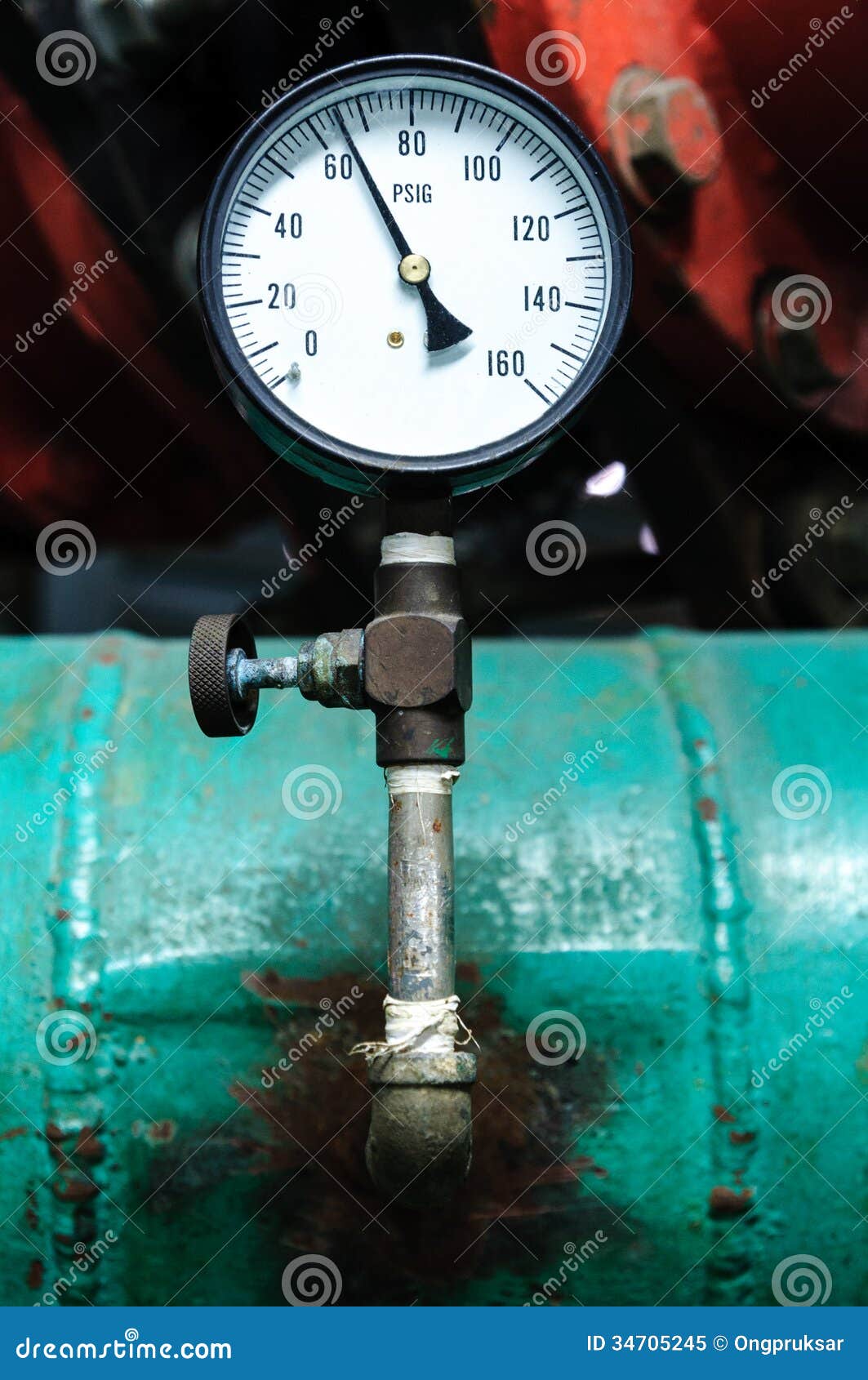Pressure Gauge On Green Pipe Royalty Free Stock Photo Image 34705245