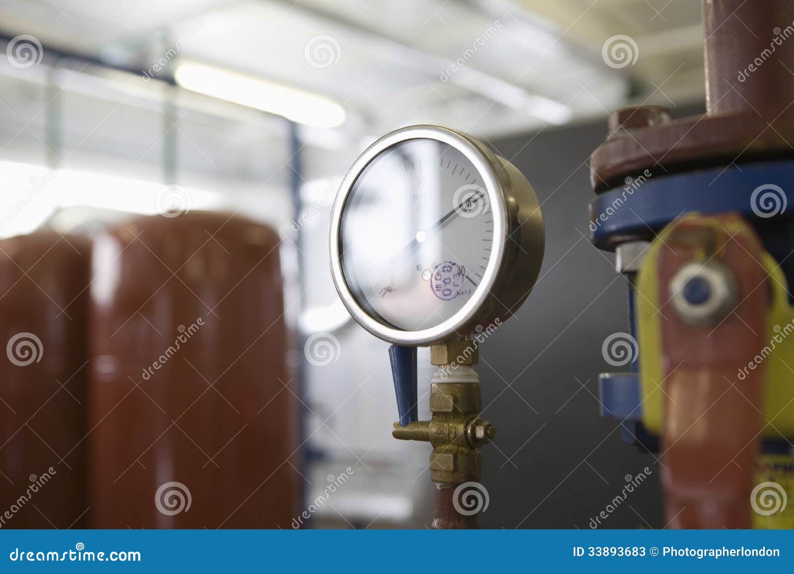 Pressure Gauge Inside an Industrial Room Stock Image Image of
