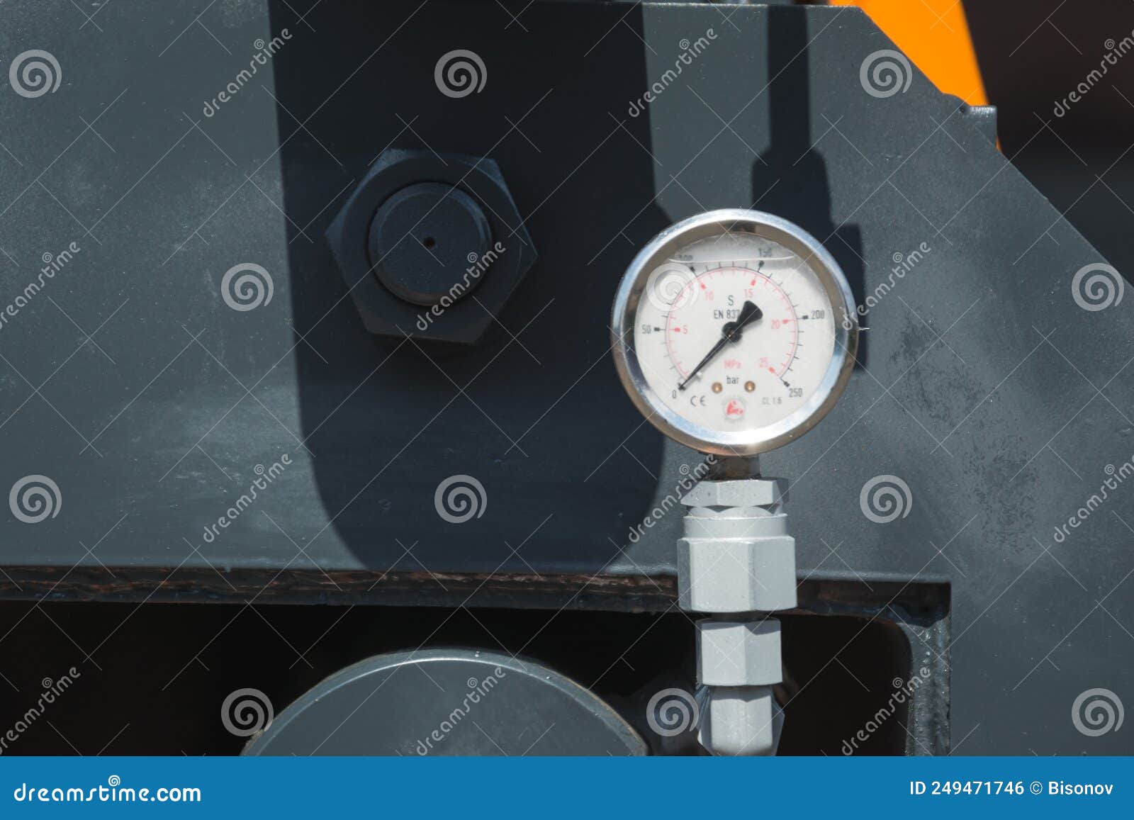 Pressure Sensor on Hydraulic Stock Photo Image of scale, engineering