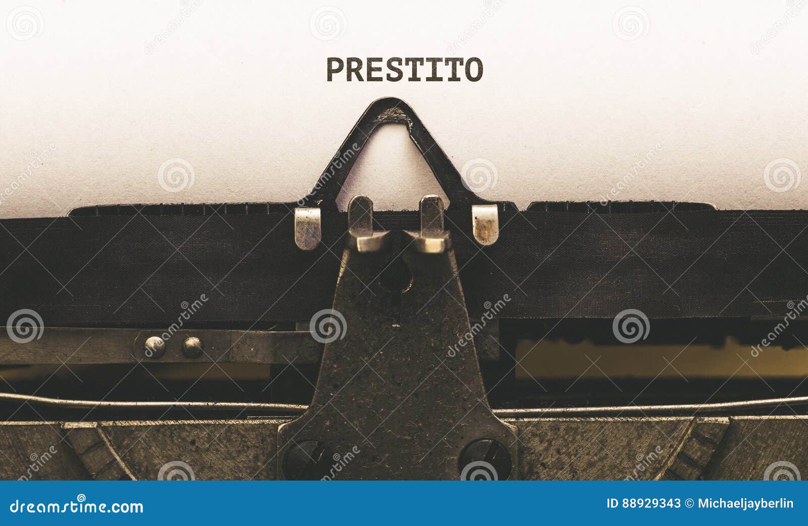 prestito, italian text for loan on vintage type writer from 1920s