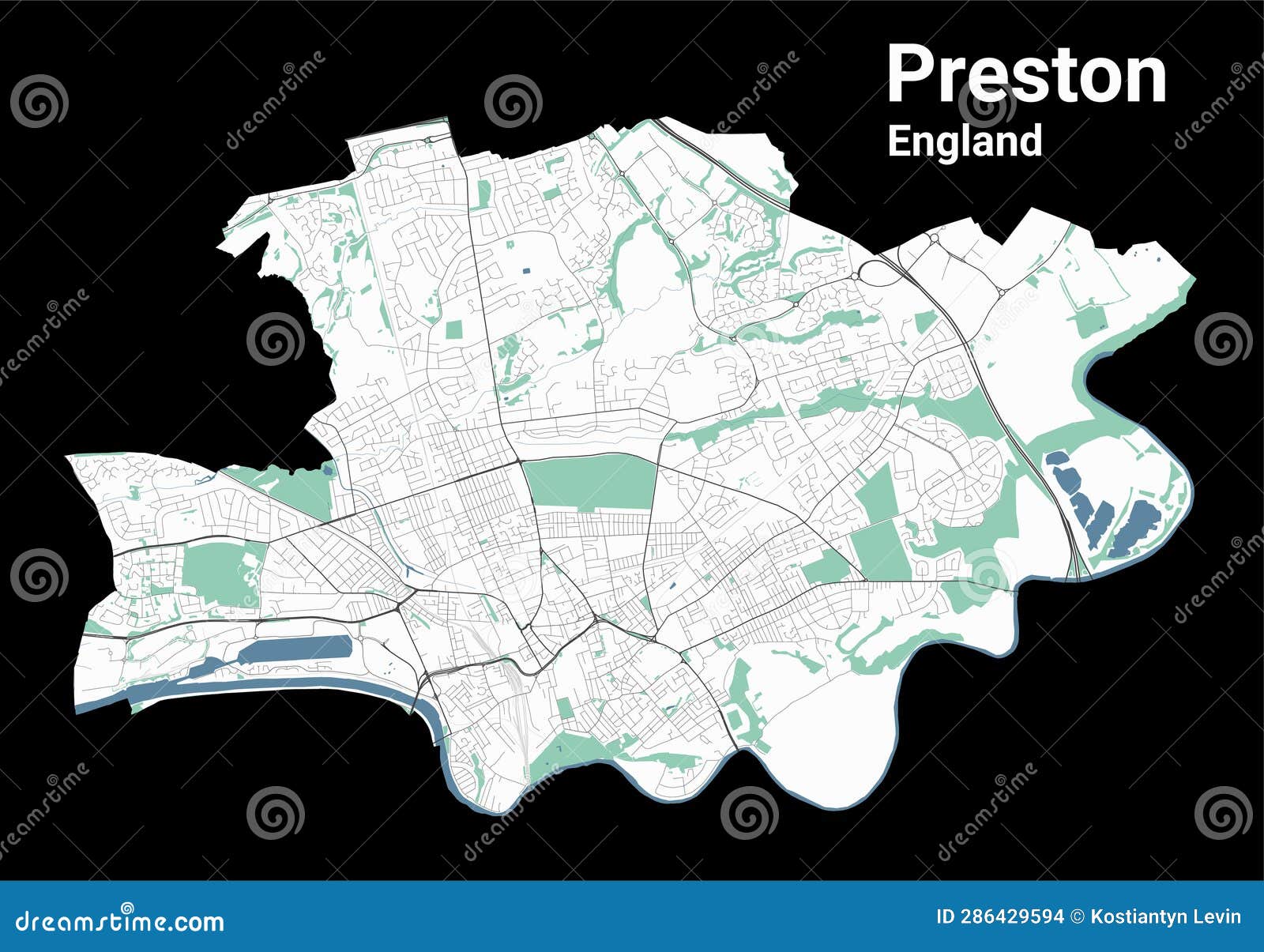 Preston City Map, Administrative Area Stock Vector Illustration of