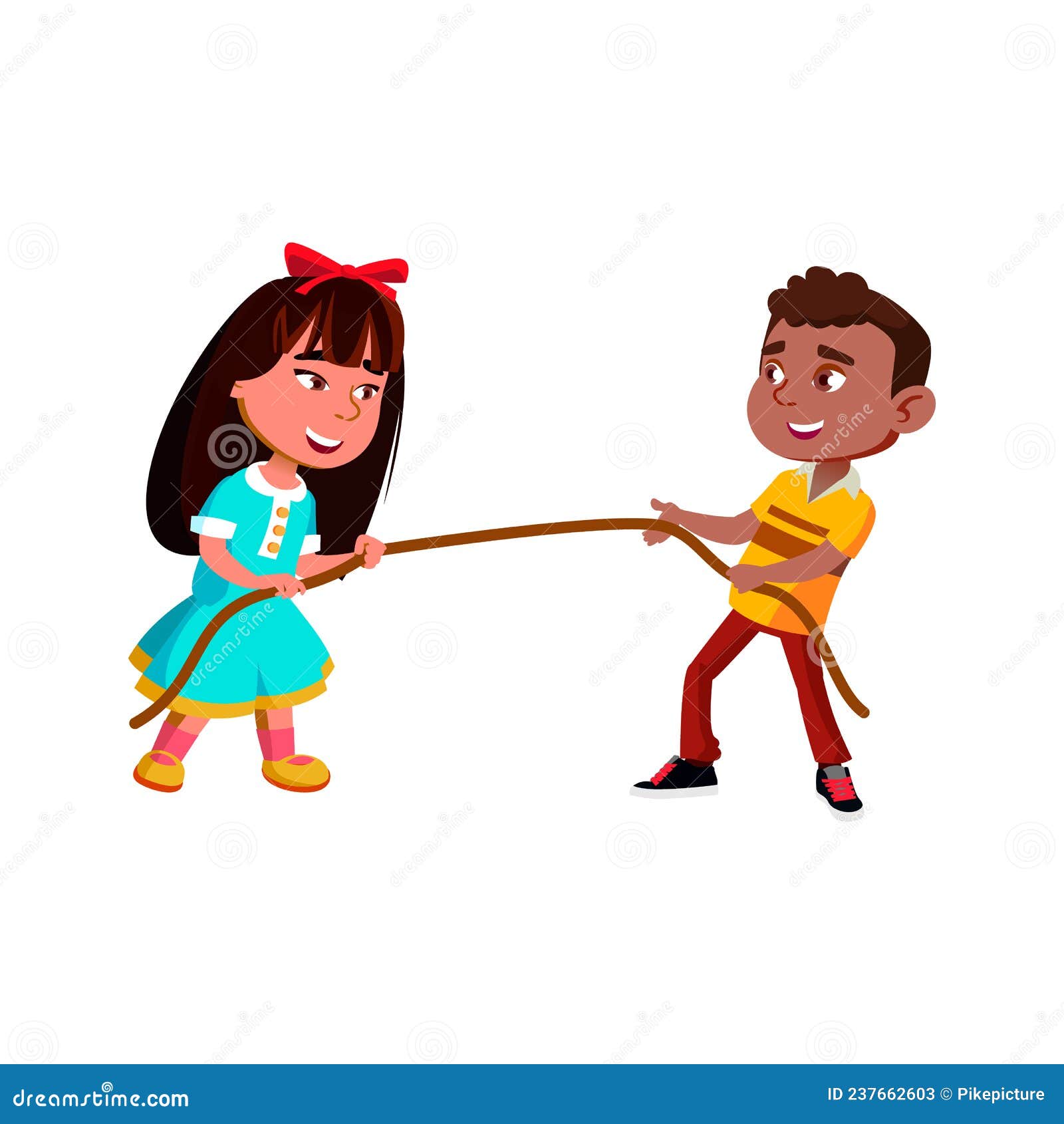 Preteen Children Pulling Rope Together Vector Stock Vector - Illustration  of compete, goal: 237662603
