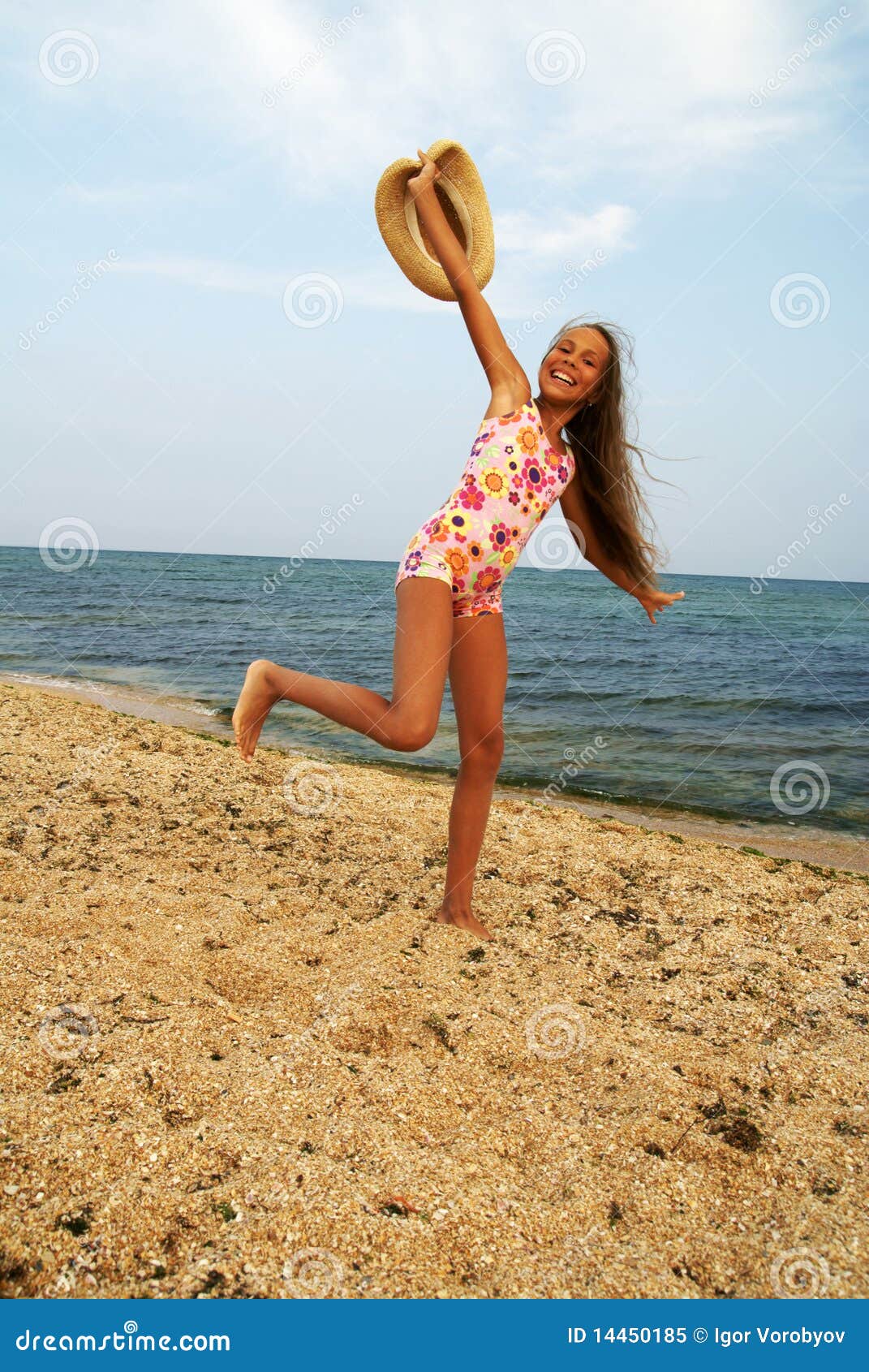 Preteen Girl On Sea Beach Royalty Free Stock Images 