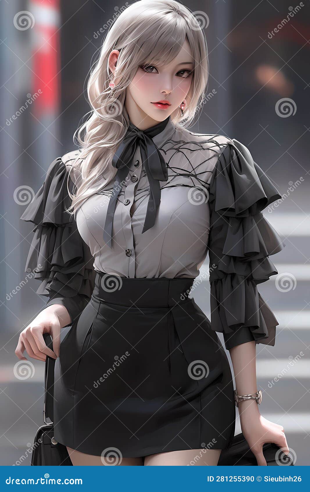 A Pretty Anime Girl in Formal Outfit Generated by Ai Stock Illustration ...