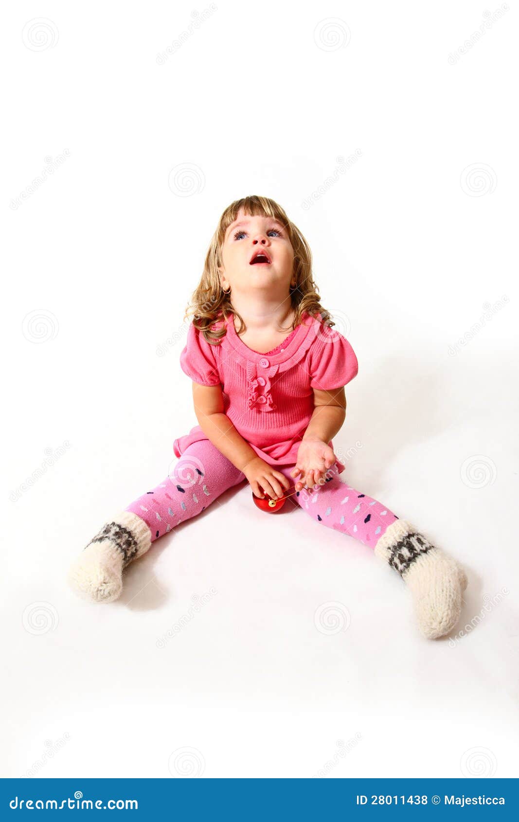 Pretty Baby with a Red Ball Stock Photo Image of cute, background