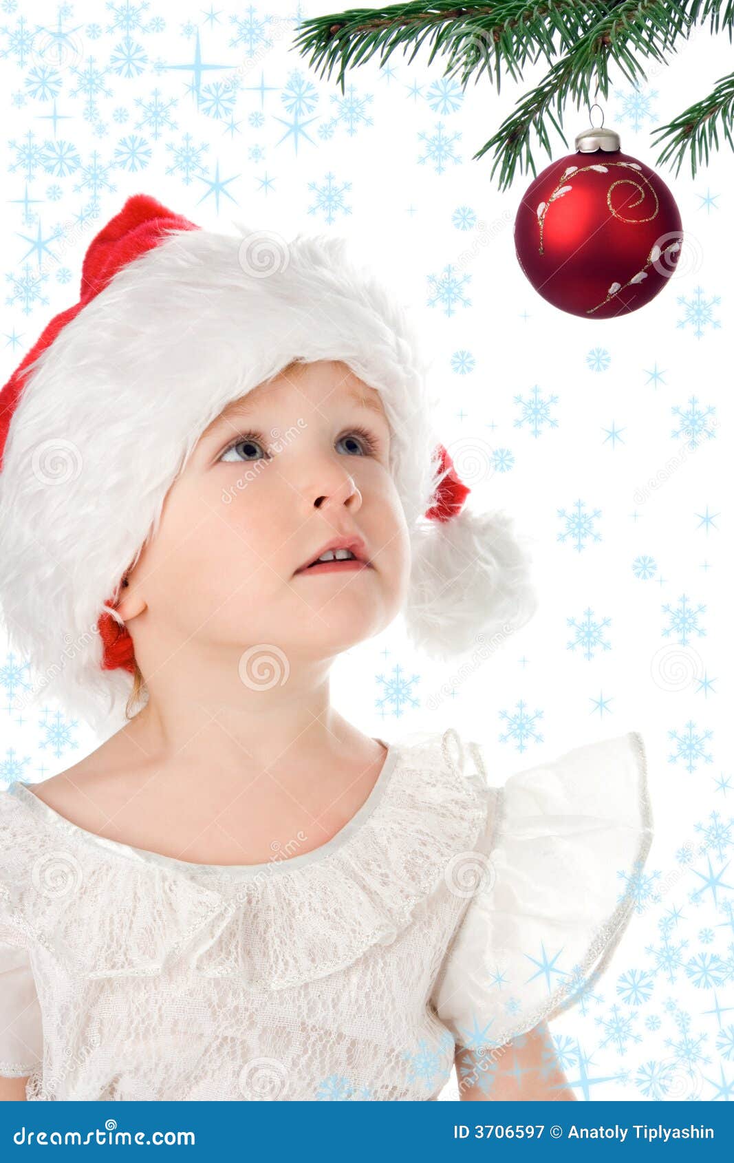 Pretty Baby in Santa Claus Christmas Red Hat Stock Image - Image of ...