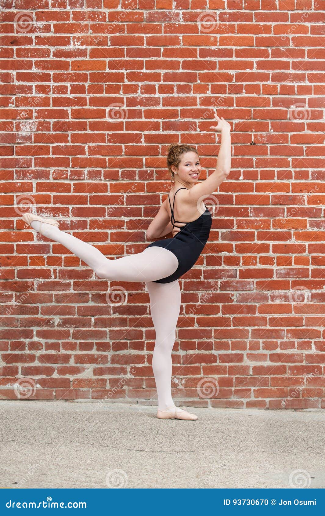 pretty ballet girl and red masonary.