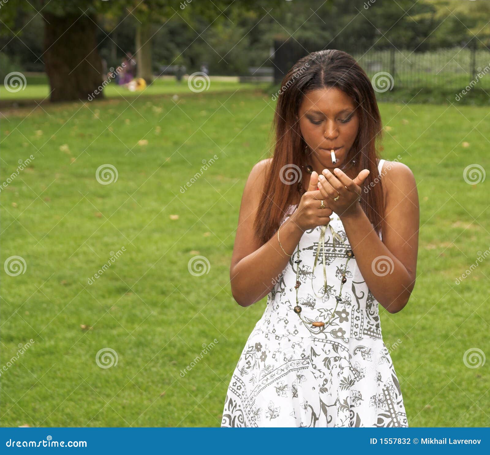 Pretty Black Girl Lighting Up Her Cigarette Stock Photo Image of girl