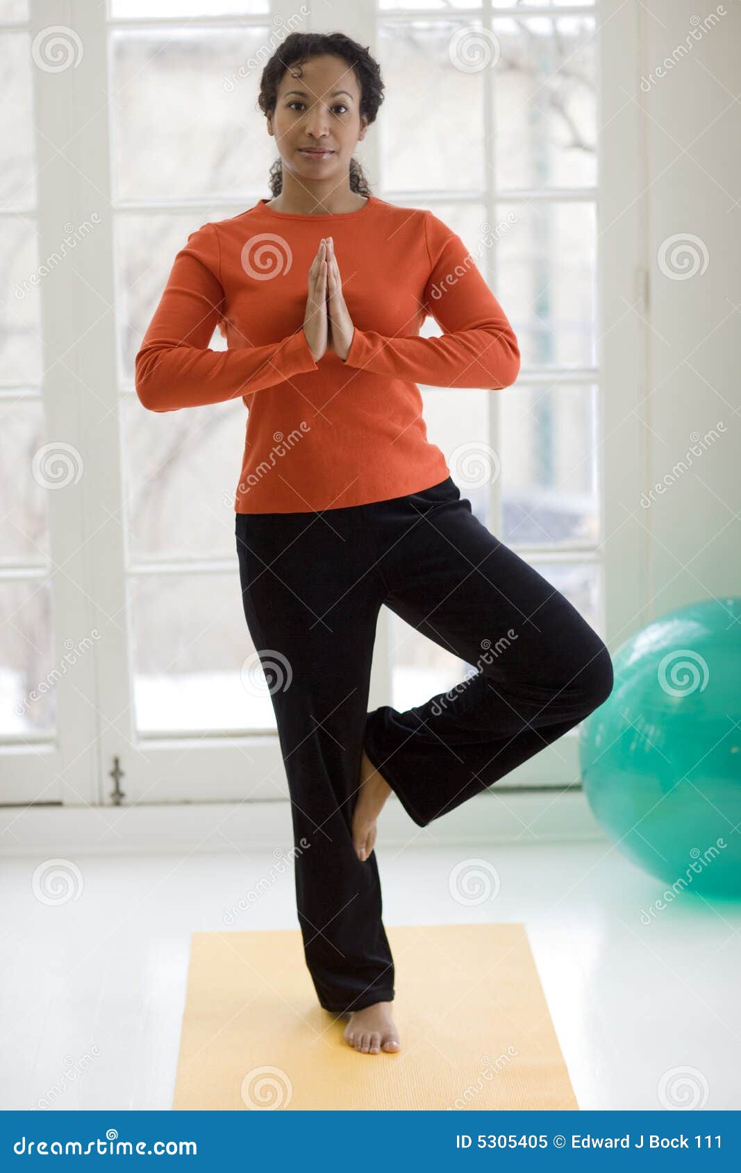 Pretty Black Woman Practicing Yoga Stock Image Image of effort, home