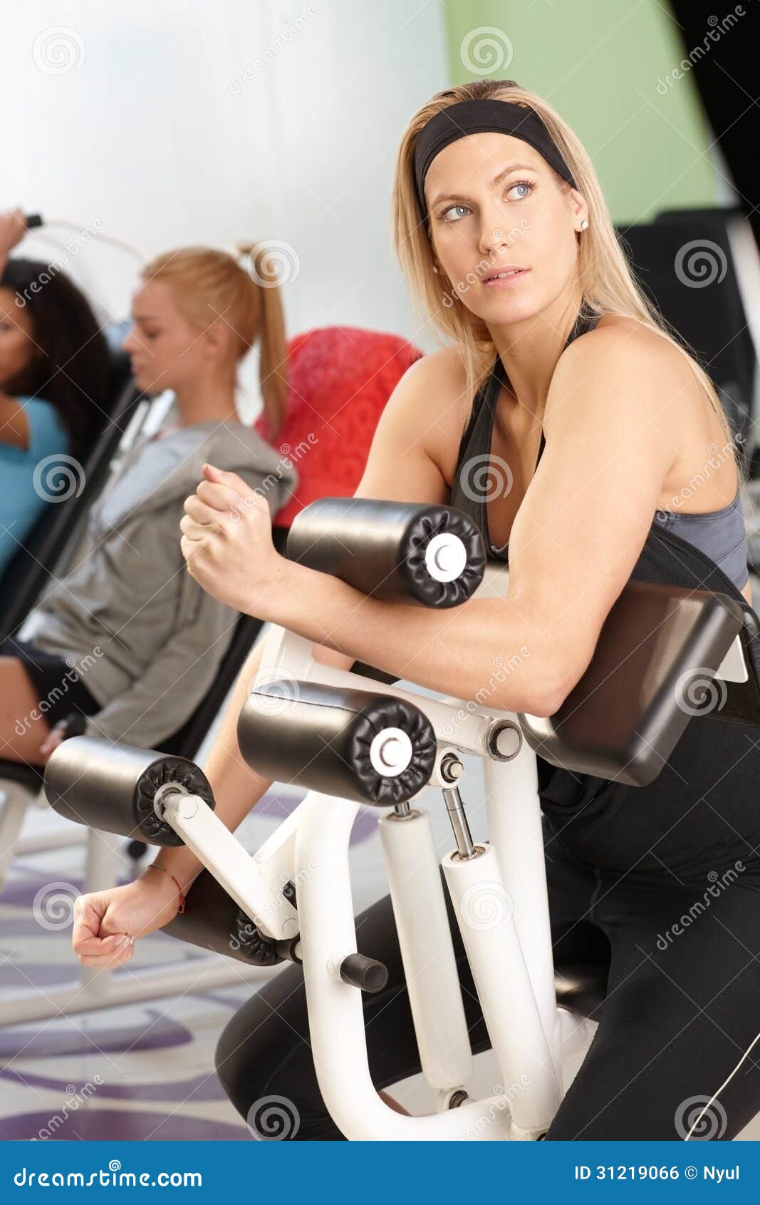 Pretty Blond Doing Workout at the Gym Stock Photo - Image of healthy ...