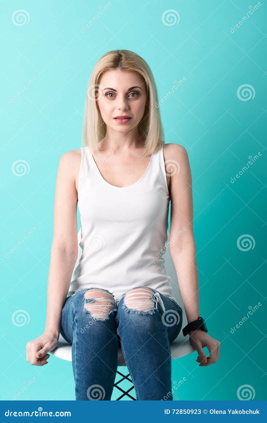 Pretty Blond Girl is Having a Seat Stock Image - Image of elegant ...