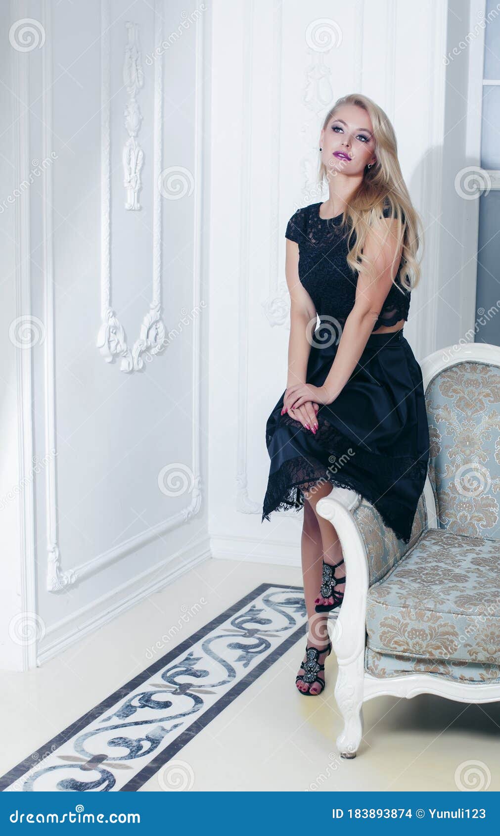 Pretty Blond Woman in Rich Luxury House Interior, Fashion People ...