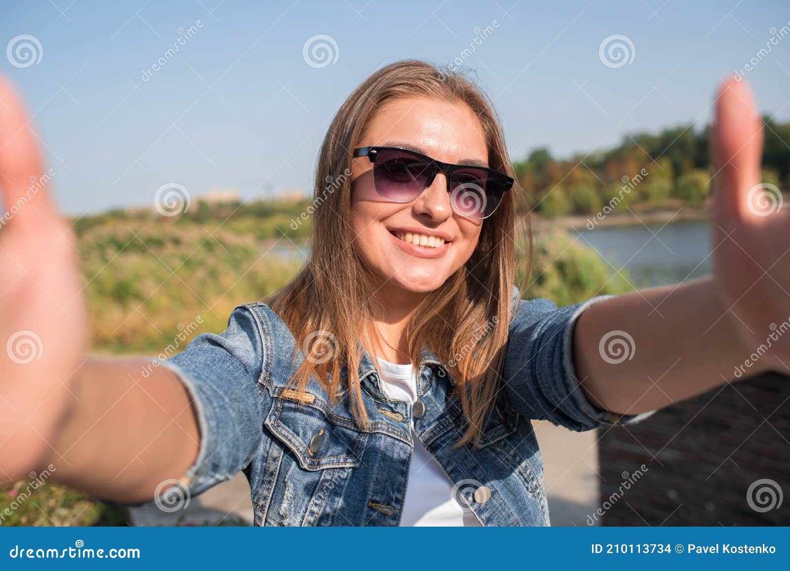 Stunning blonde capturing her cleavage in a selfie - wide 3