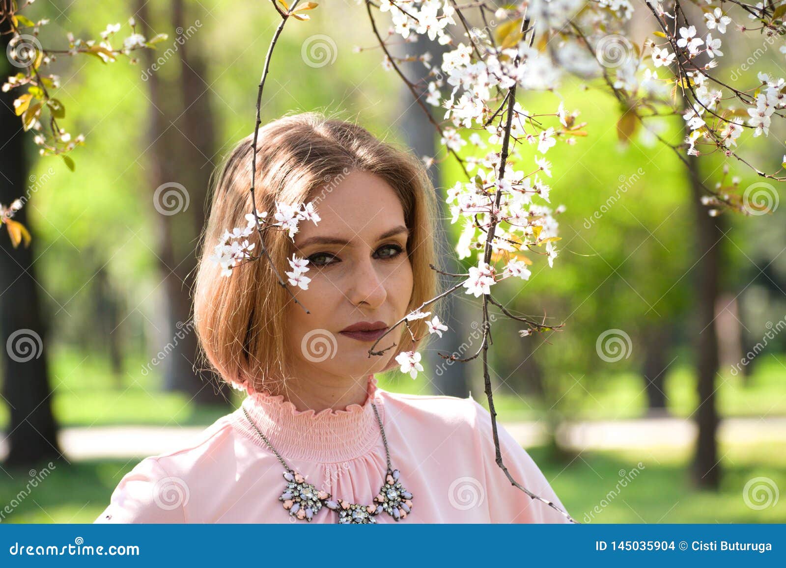 Pretty Blonde Girl In A Park Stock Photo Image Of Trees Girl 145035904