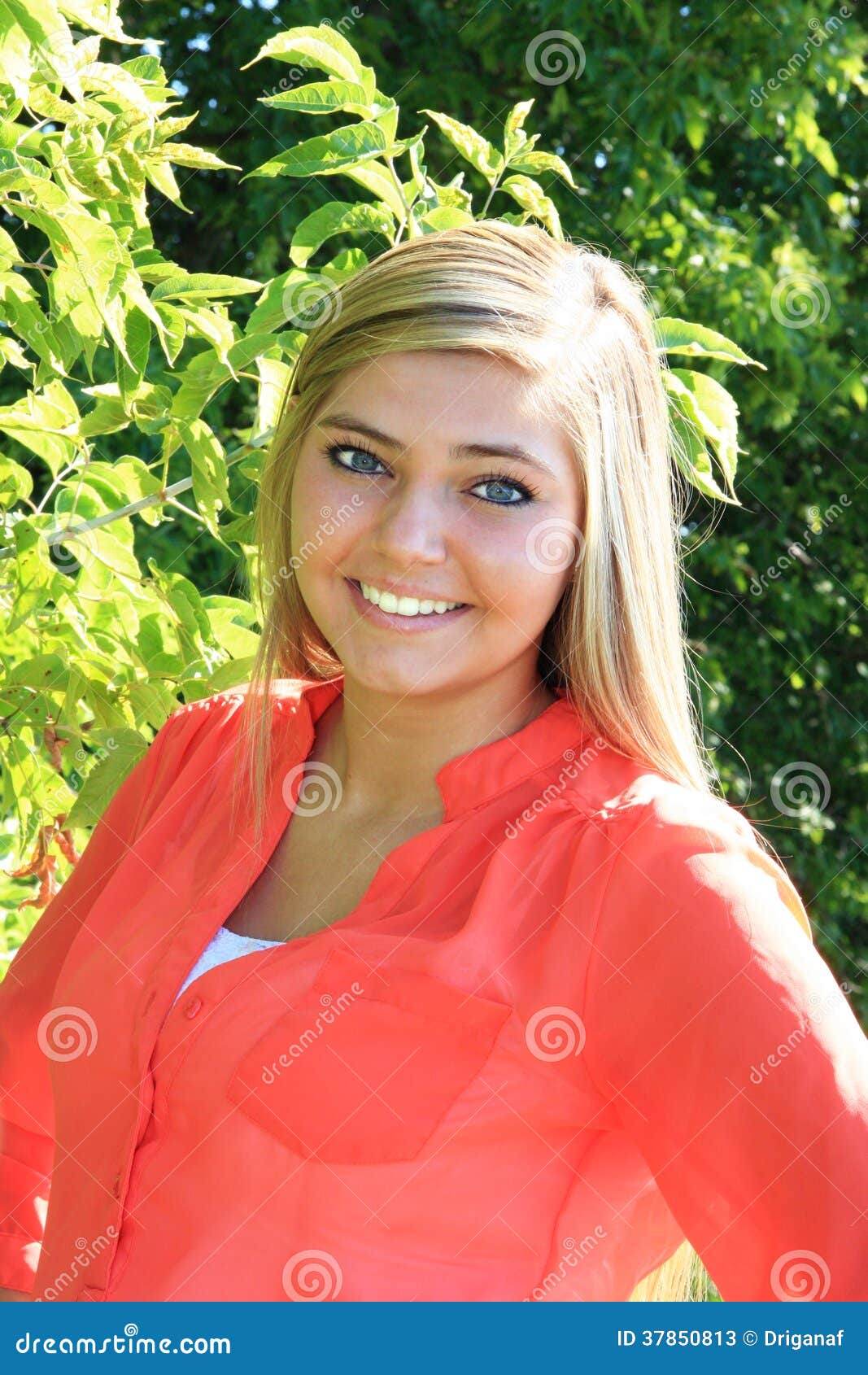 Pretty Blonde High School Senior Girl Outdoor Stock Image Image Of