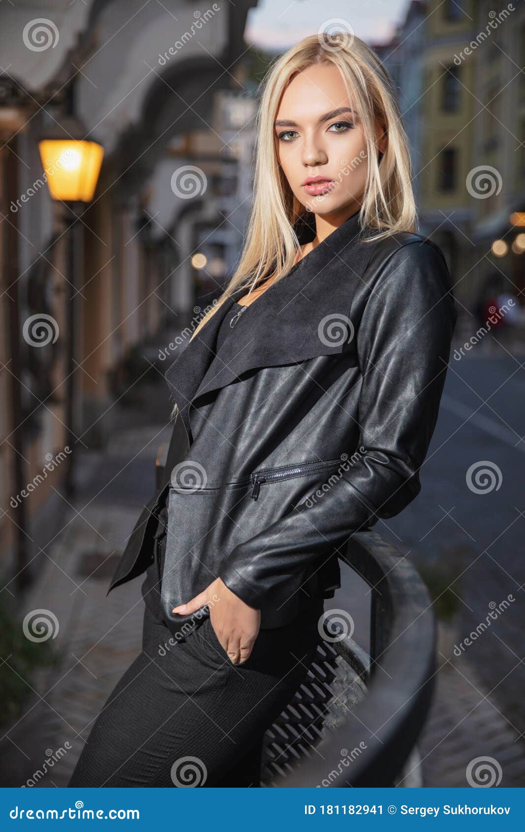 Pretty Blonde Posing Standing Near a Building Stock Image - Image of ...