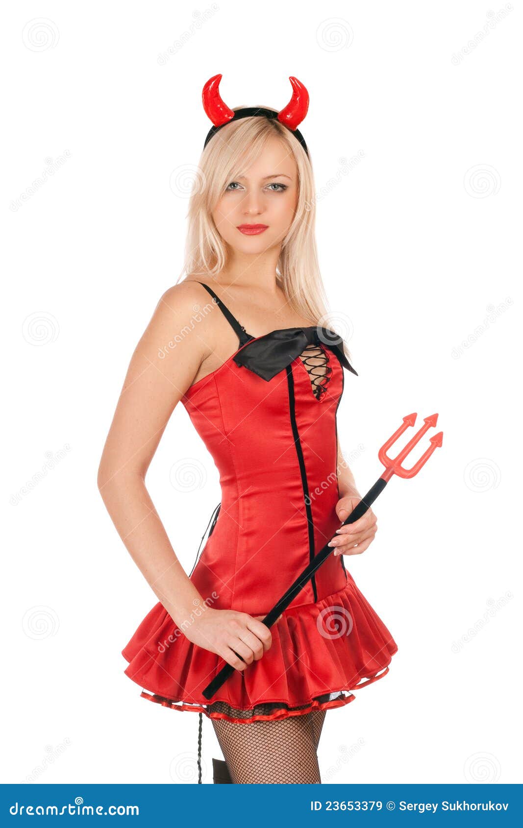 Pretty Blonde Is Wearing A Devil Costume Stock Image Image Of Devil Nice 23653379
