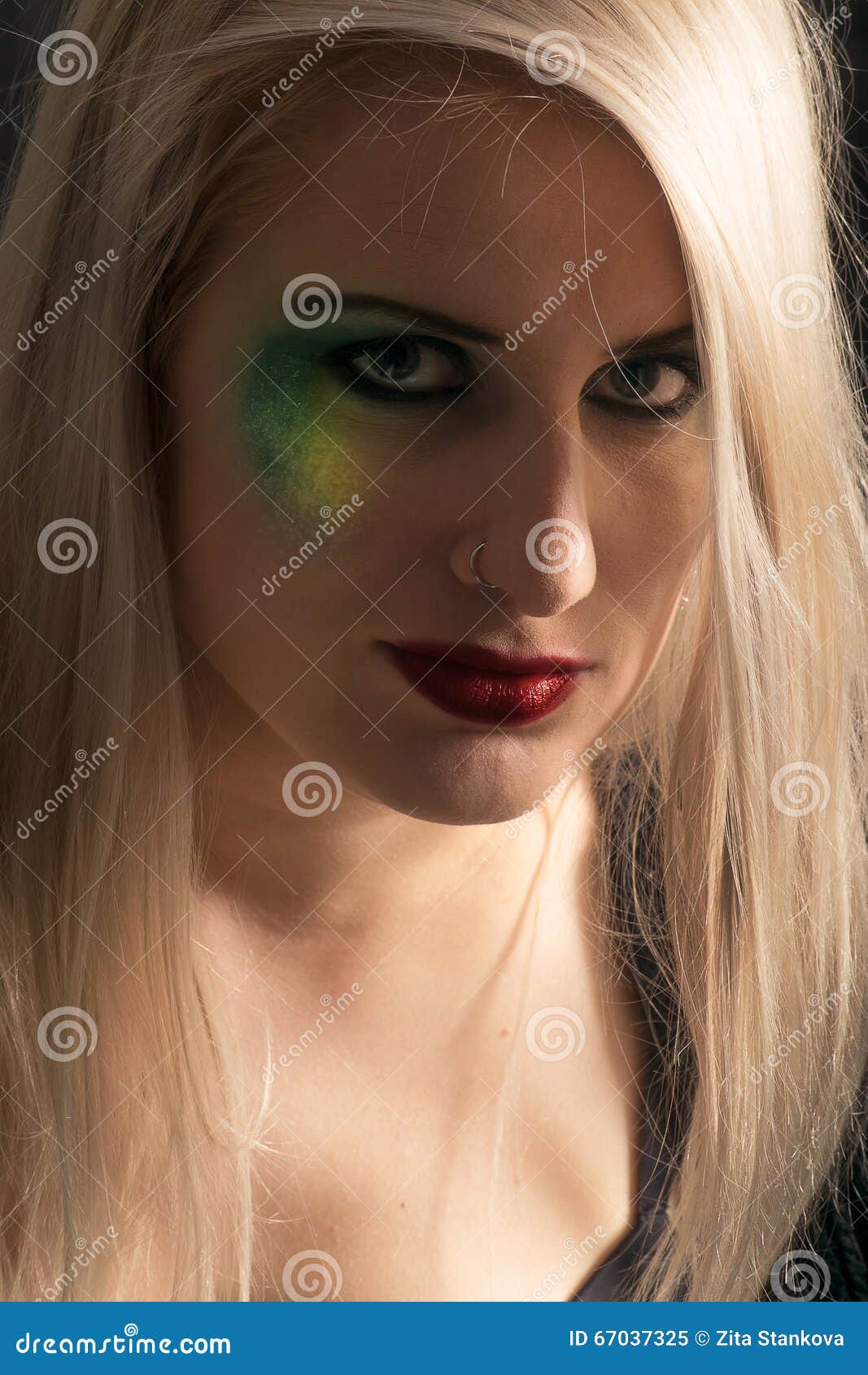 Pretty Blonde Woman With Strong Makeup Stock Image Image Of Blond