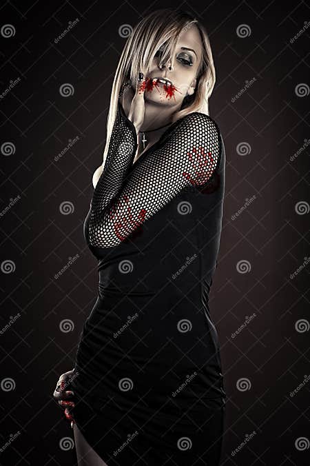 Pretty bloody vampire stock photo. Image of charming - 41058430