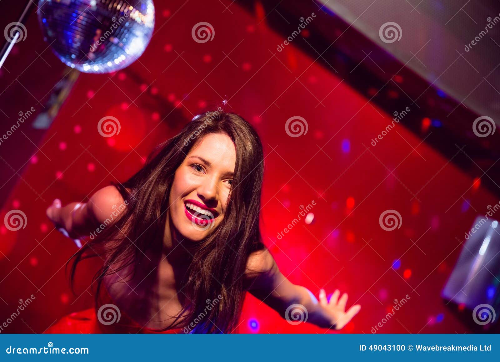 Pretty Brunette Dancing and Smiling Stock Photo - Image of female ...