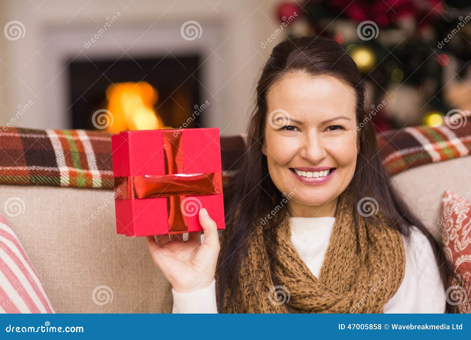 Woman In Luxury Living Room Christmas
