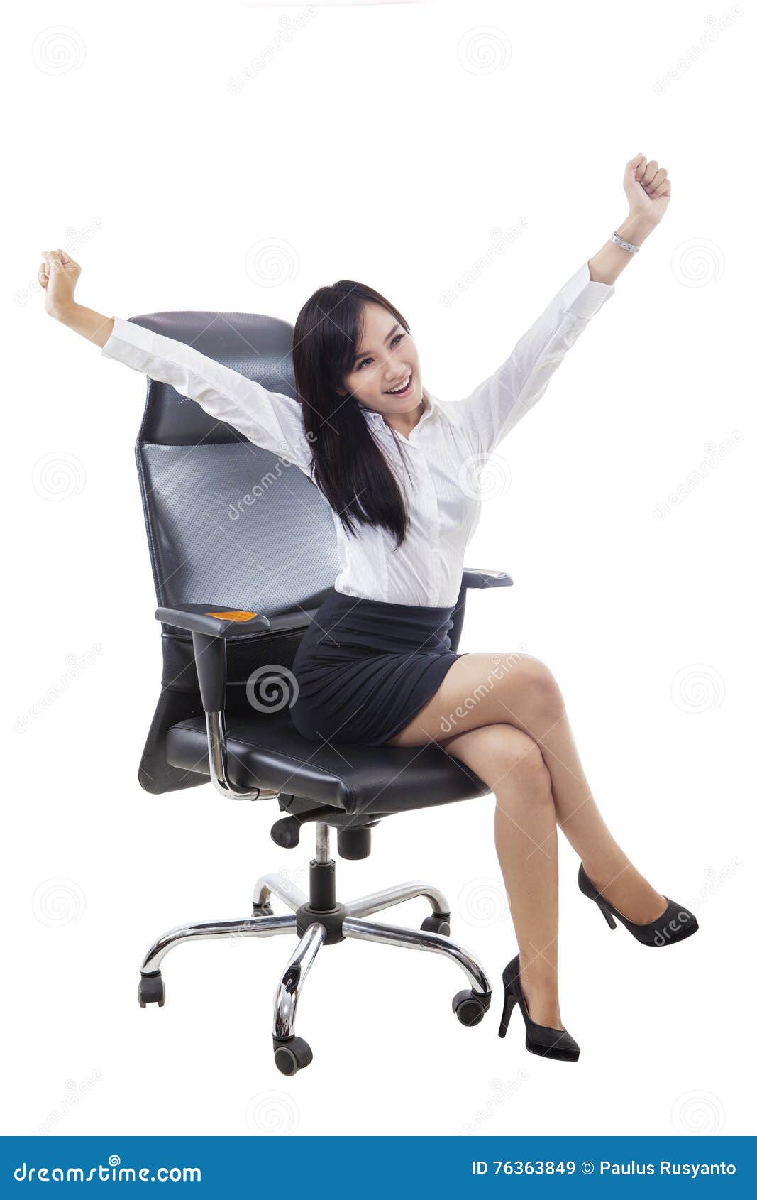 Pretty Businesswoman Sits On Office Chair Stock Image Image Of