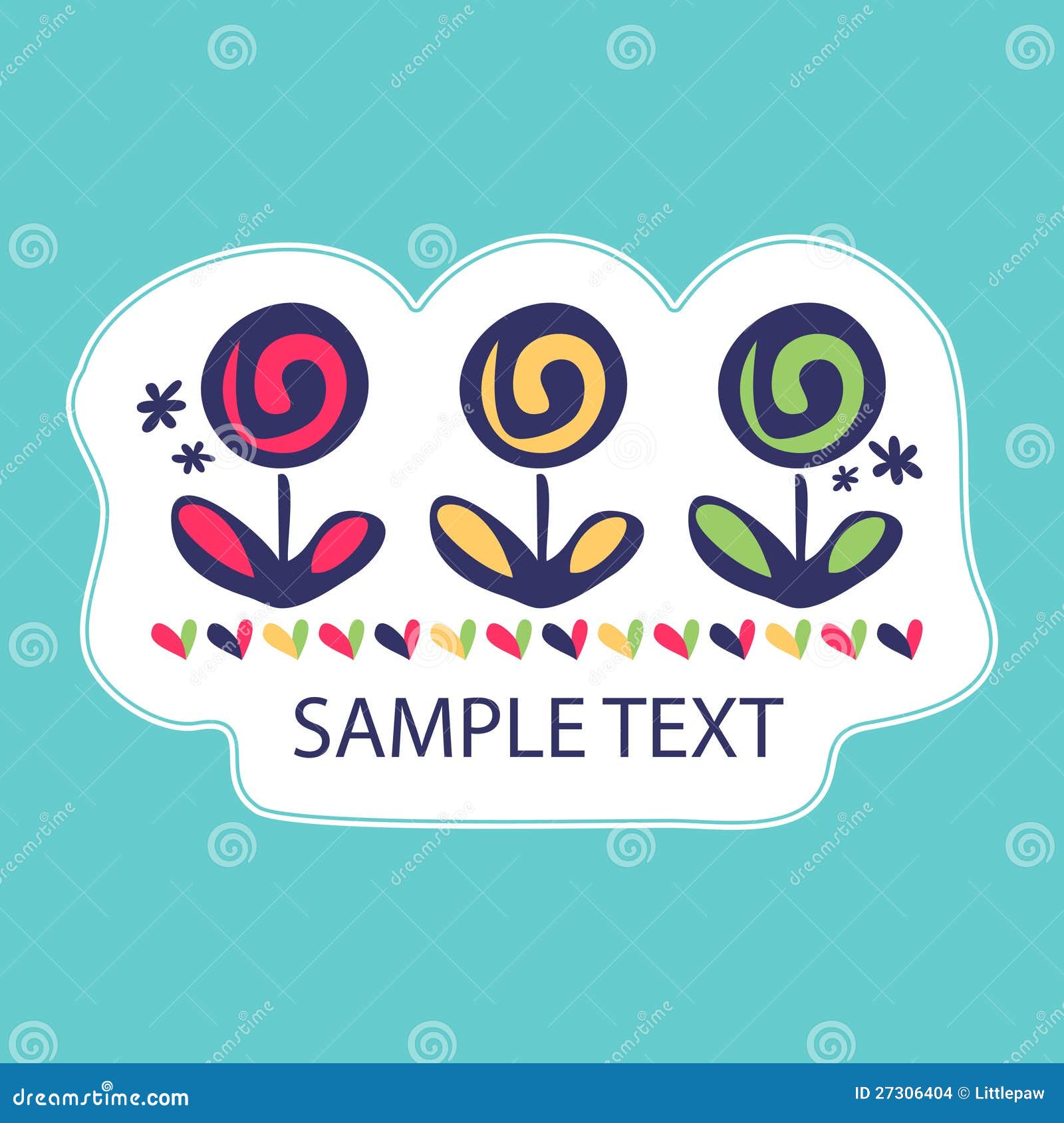 Pretty card with flowers stock vector. Illustration of heart 27306404