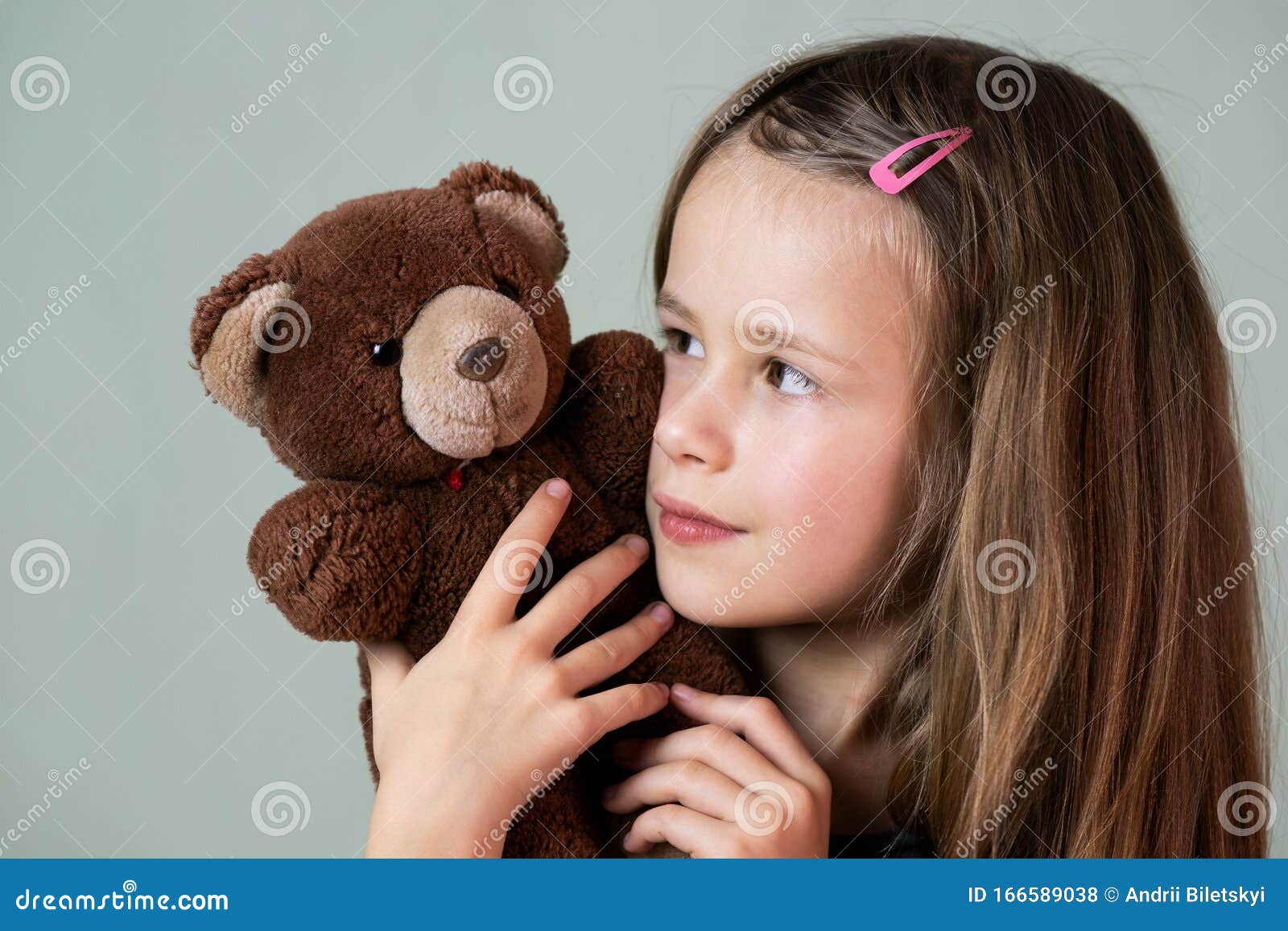 Pretty Child Girl Playing with Her Teddy Bear Toy Stock Photo - Image ...