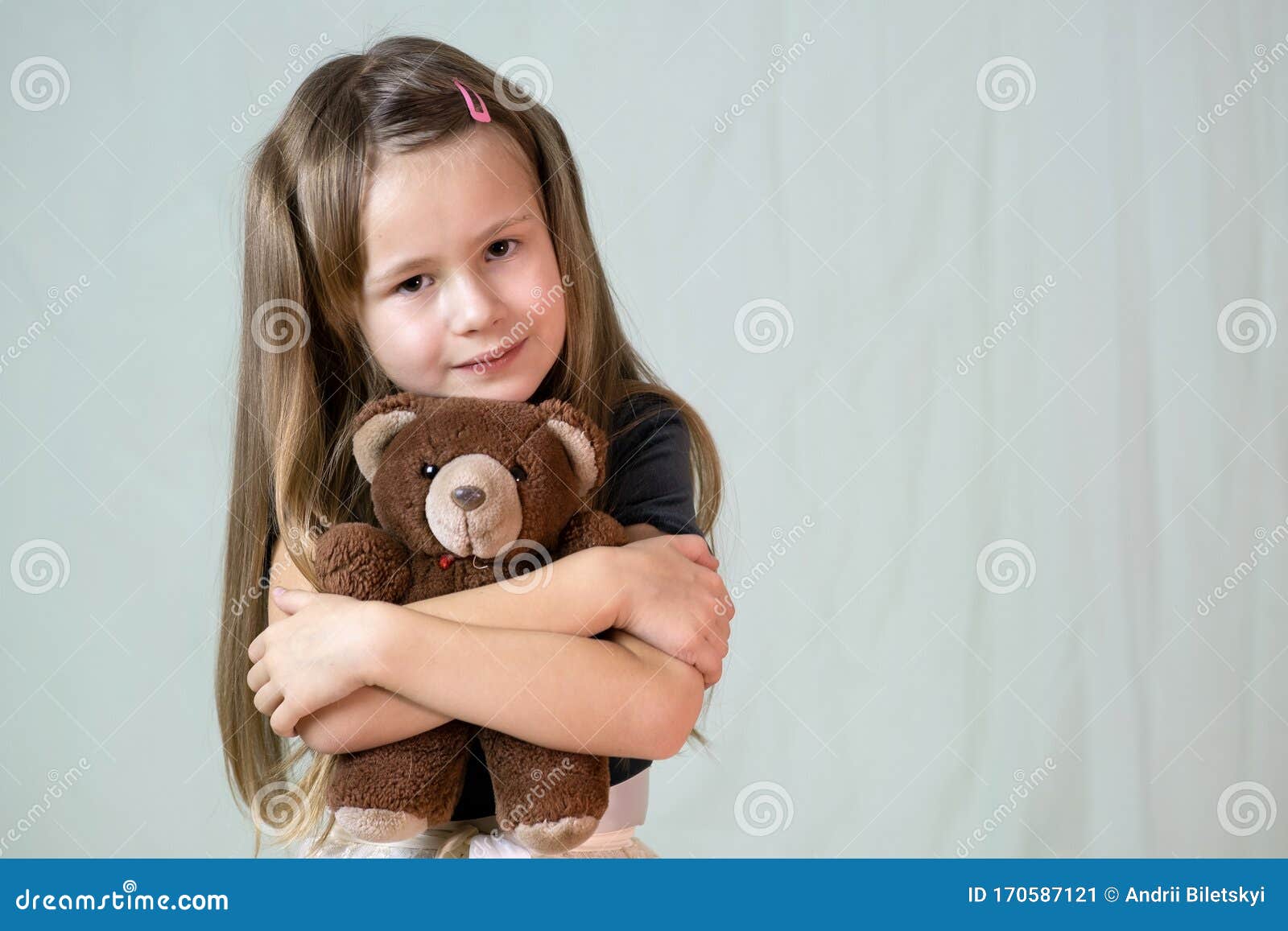 Pretty Child Girl Playing with Her Teddy Bear Toy Stock Image - Image ...