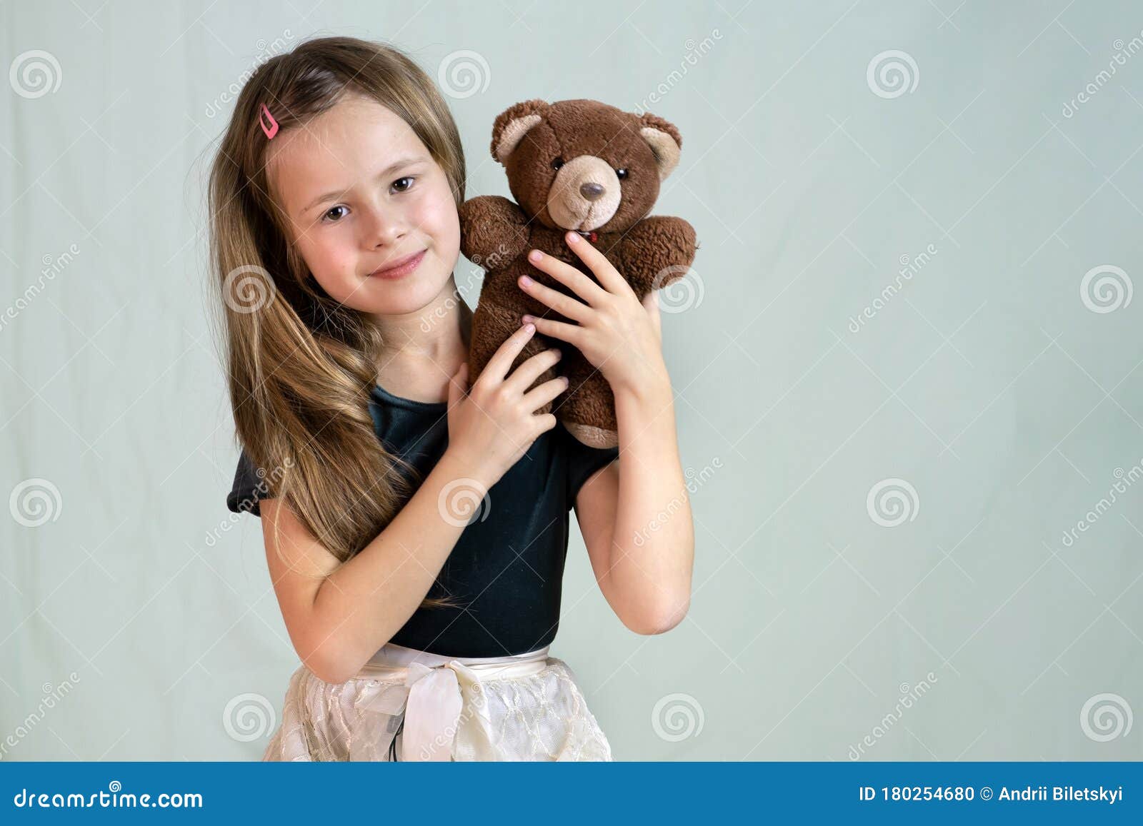 Pretty Child Girl Playing with Her Teddy Bear Toy Stock Photo - Image ...