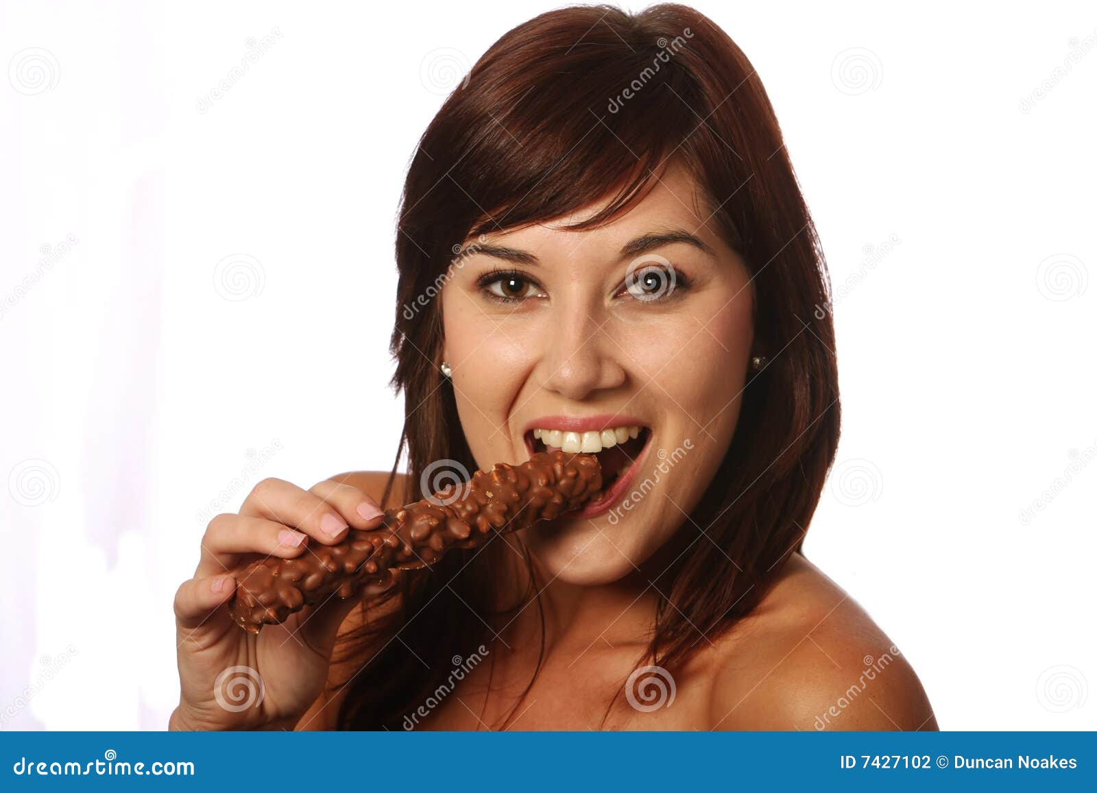 Pretty Chocolate Eating Girl Stock Photo Image of person, delicious