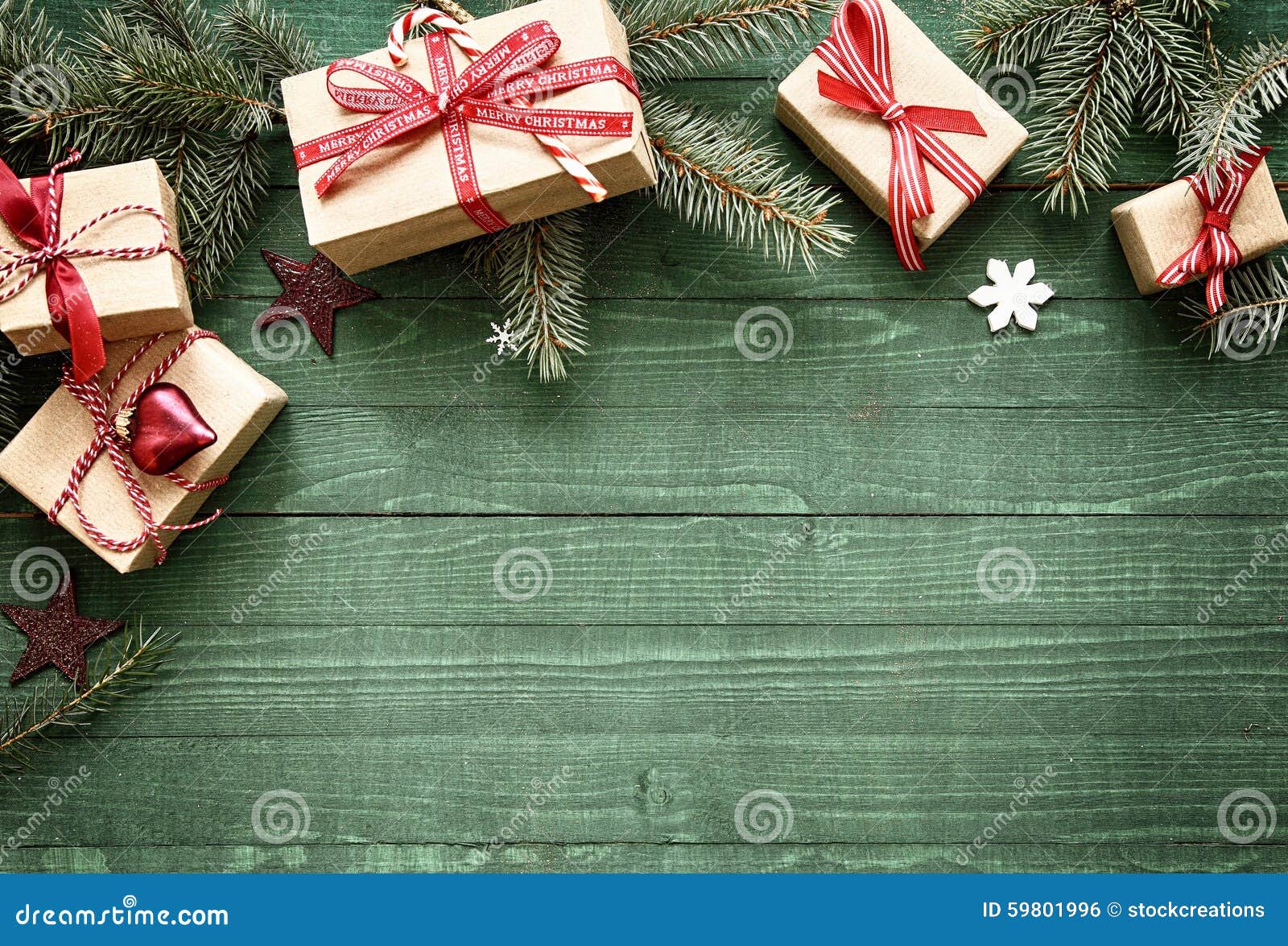 Pretty Christmas Holiday Border With Gifts Stock Photo 