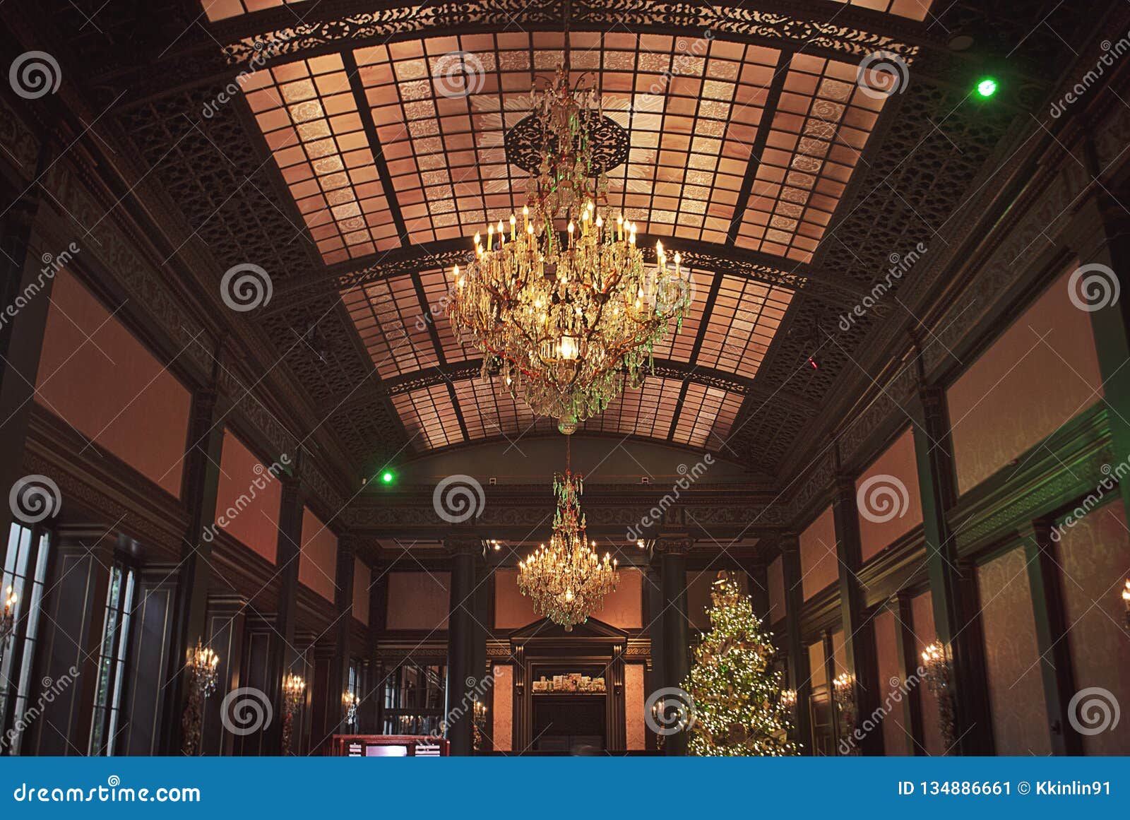 Pretty Christmas Chandelier In Fancy Room Stock Image Image Of