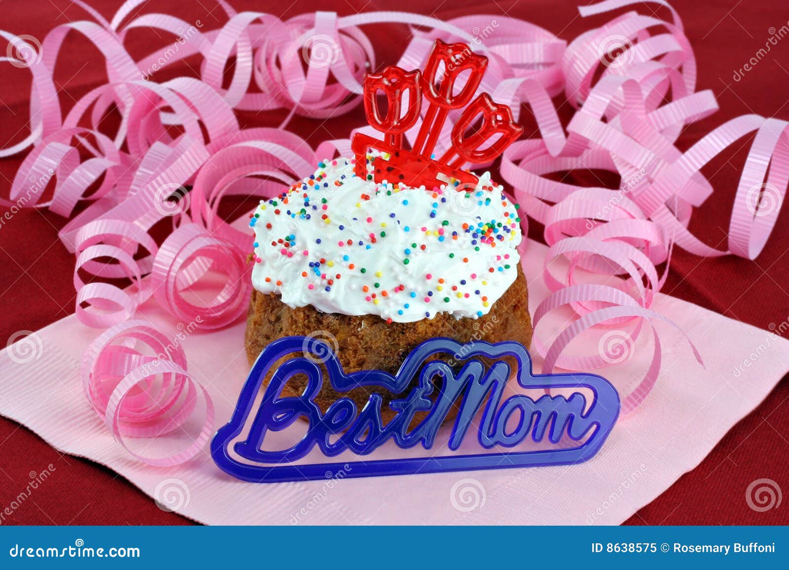 Pretty Cupcake for Mom with Best Mom in Front. Stock Image Image of