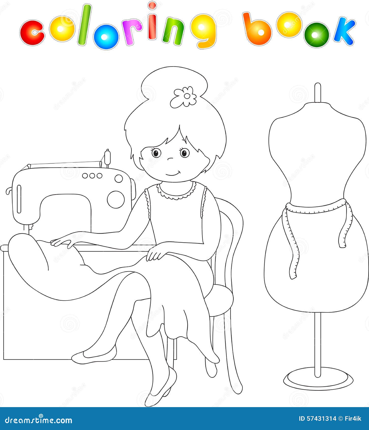 Download Pretty Cute Seamstress Is Sitting At The Sewing Machine ...