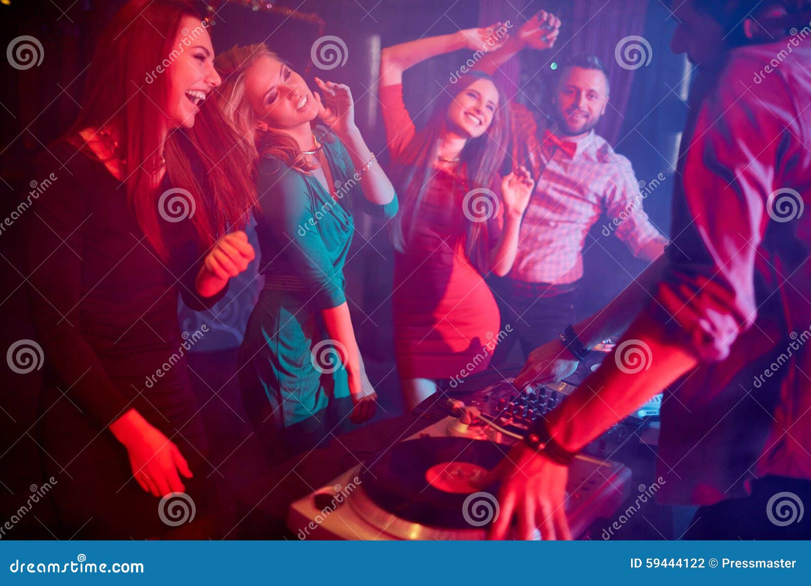 Pretty Dancers by Turntables Stock Photo - Image of young, music: 59444122