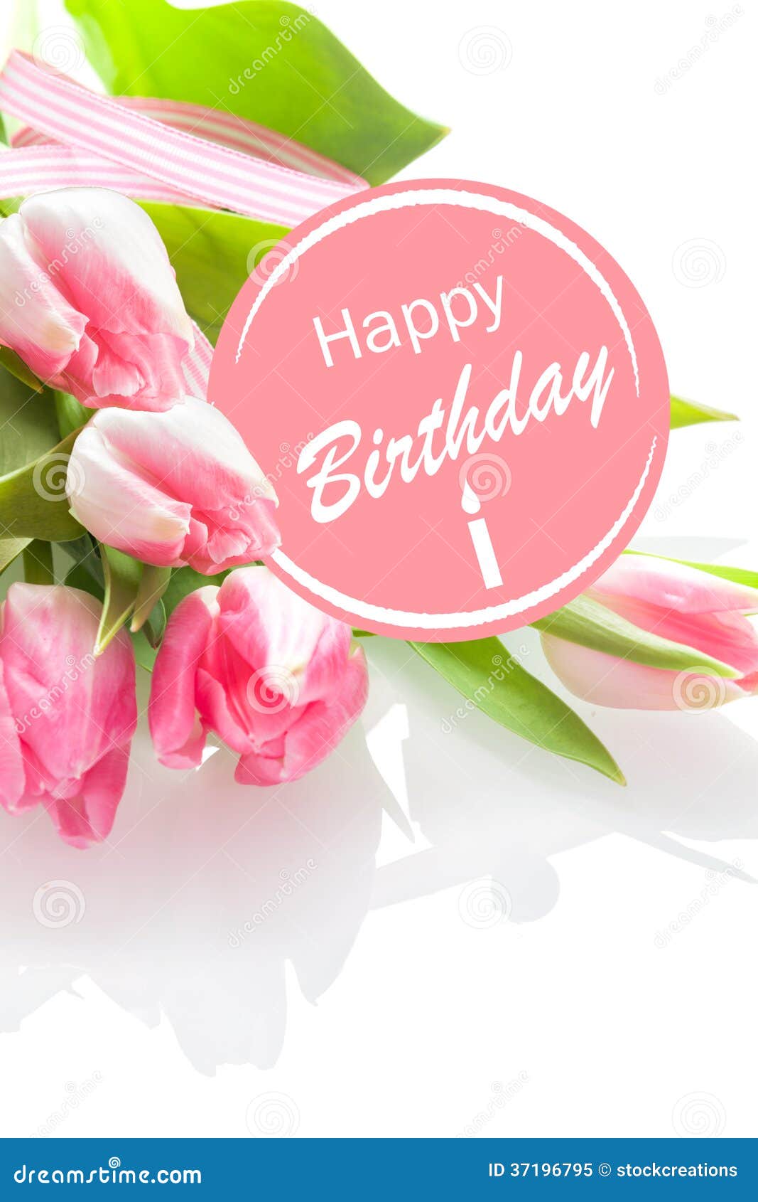 Pretty Feminine Happy Birthday Greeting Stock Image - Image of blooms ...