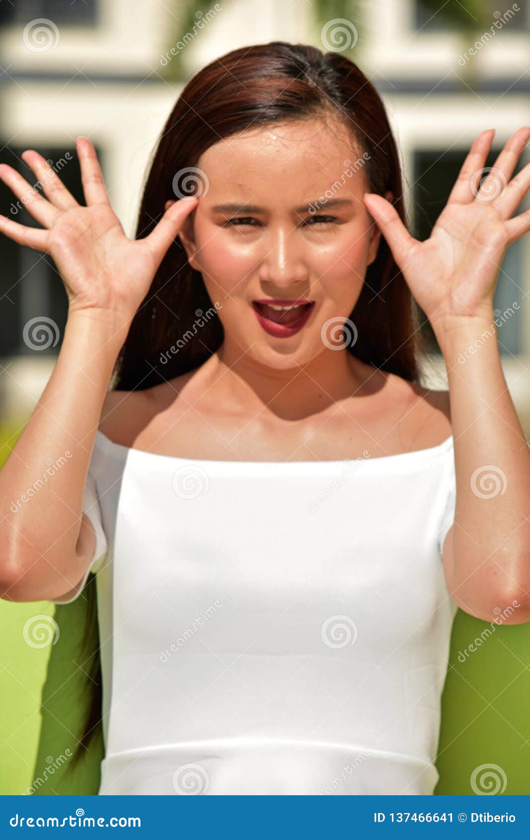 Pretty Filipina Adult Female Making Funny Faces Stock Image Image Of