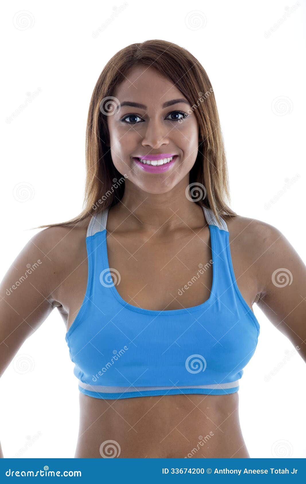 Pretty Fit Woman in a Light Blue Sports Bra, Stock Photo - Image of adult,  vertical: 33674200