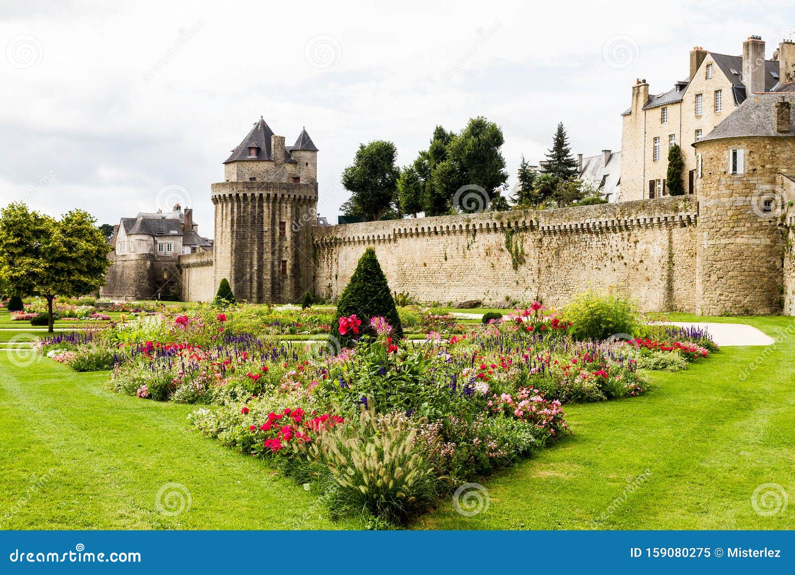 Medieval Ramparts and Gardens at Vannes, Brittany, France Stock Image