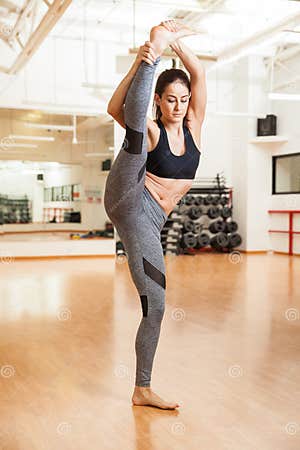 Pretty Girl Doing A Leg Split At The Gym Stock Photo Image Of Girl 